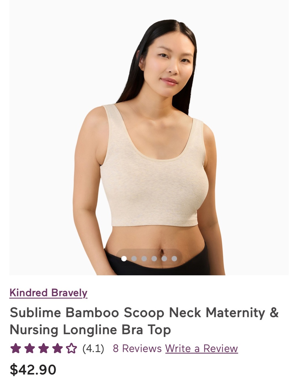 Kindred Bravely Scoop Neck Maternity & Nursing Bra Top β OATMEAL HEATHER
